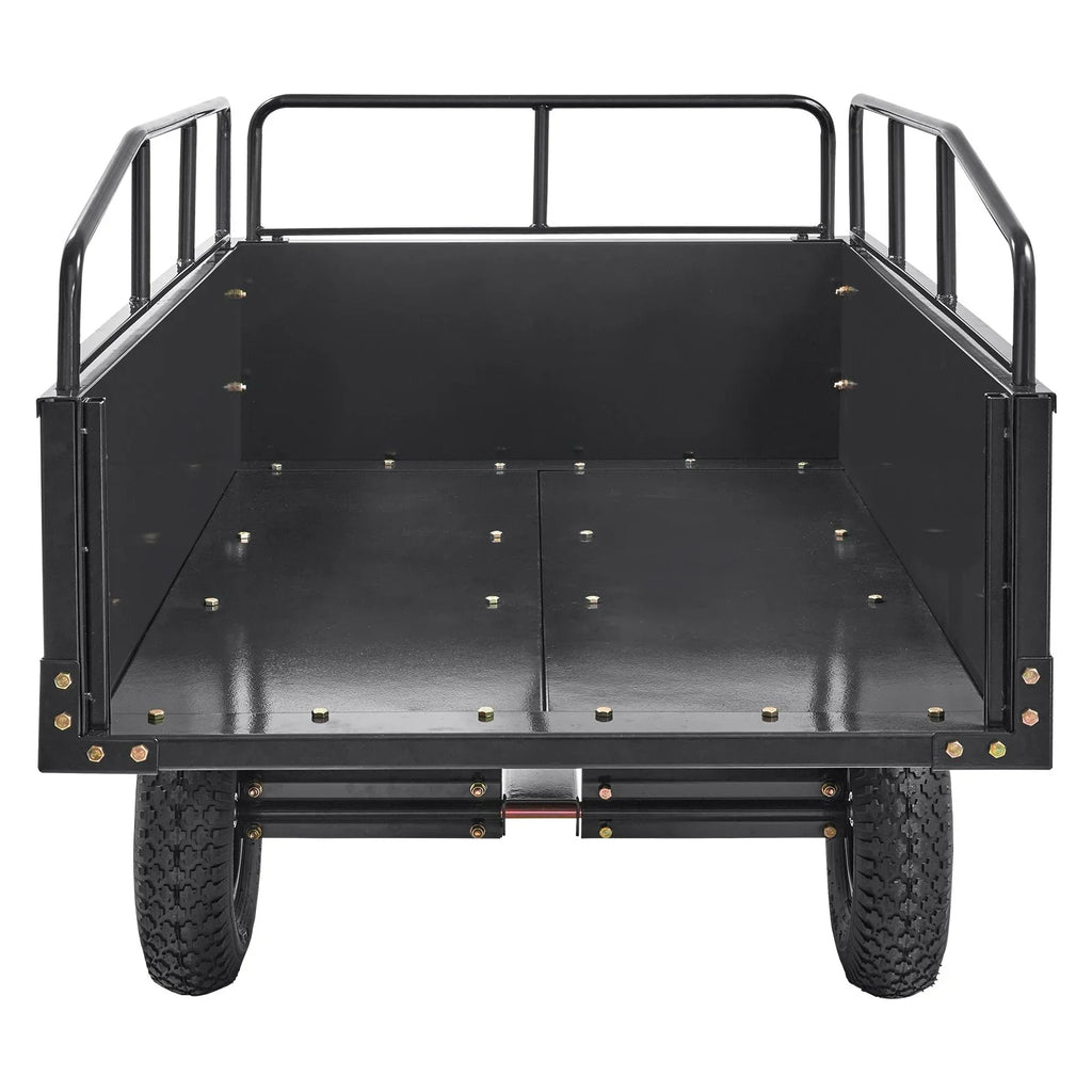 Heavy Duty  Trailer, 750lb Steel Dump Cart with 15 Cubic Feet Capacity, Garden Utility Trailer for Riding Lawn Mower Tractor