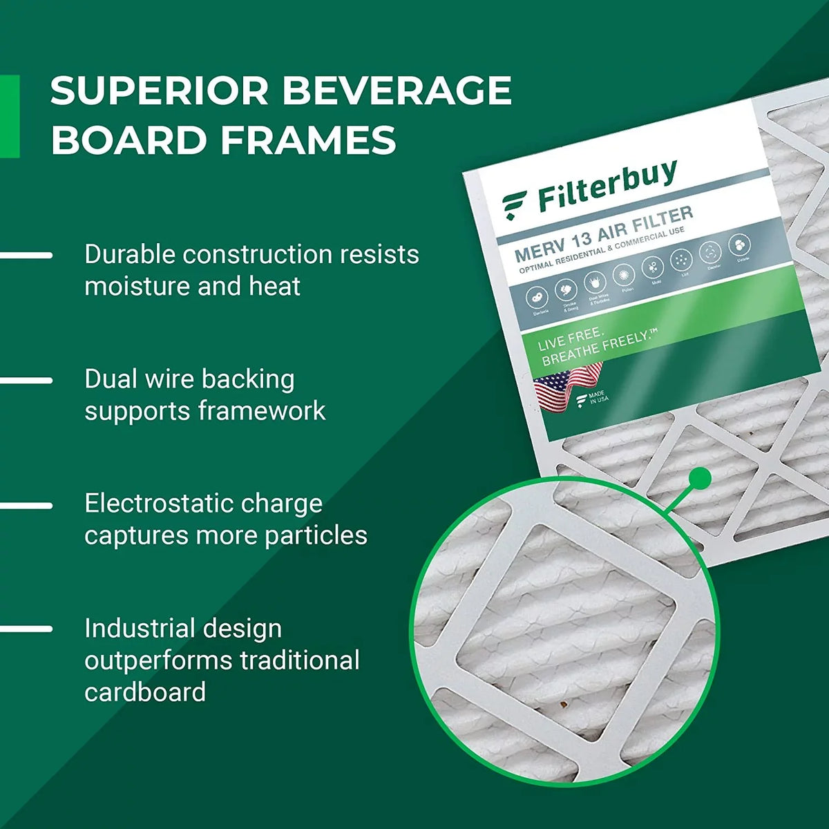 Filterbuy 14x24x1  13 Pleated   Furnace Air Filters (5-Pack)