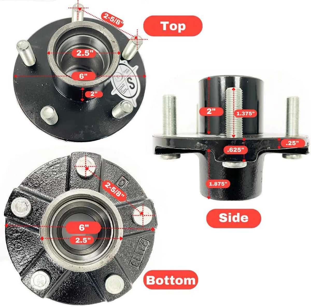 5-Hole, 4.5" Bolt Circle Idler Hub for 2,000 lb. Trailer Axles (BT8 Spindle) 1" Spindle
