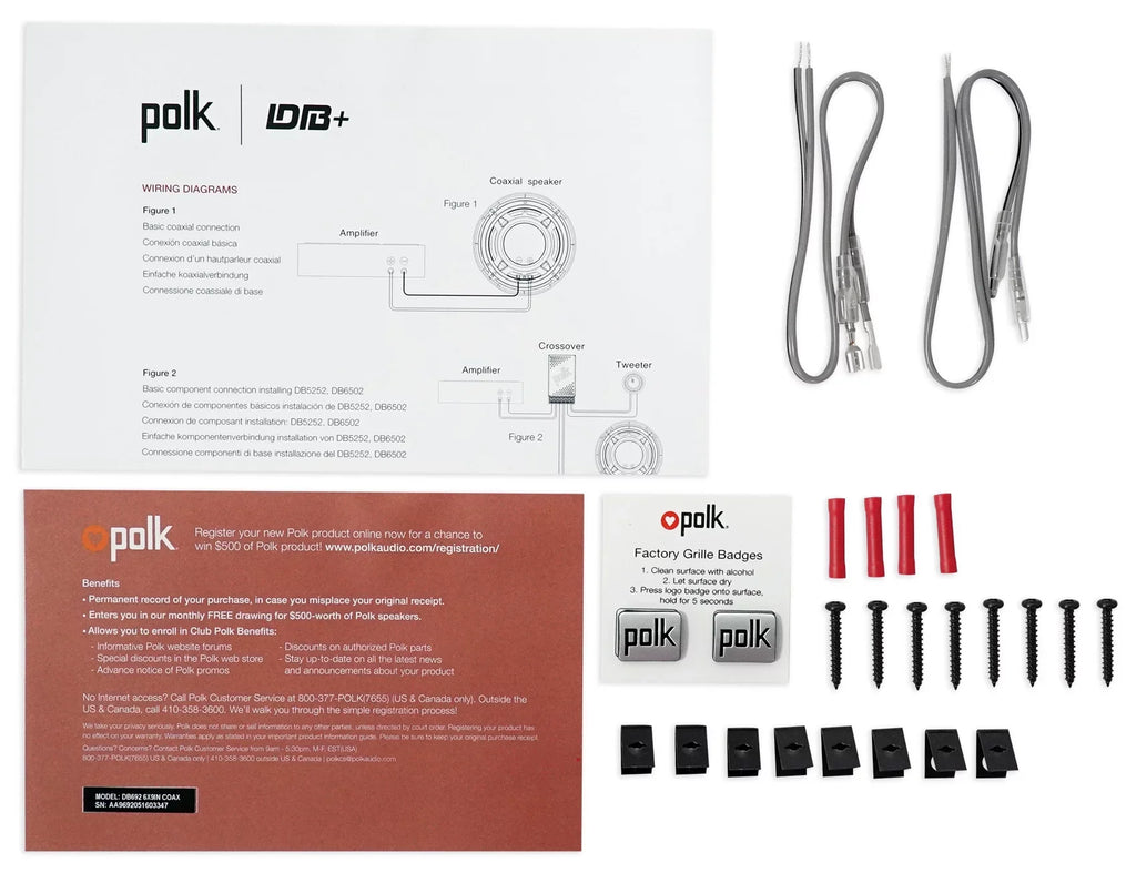 2) Polk Audio DB692 6X9" 450w Car Marine//Motorcycle/Boat Speakers+Headphones