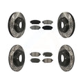 Transit Auto - Front Rear Coated Drilled Slotted Disc Brake Rotors And Semi-Metallic Pads Kit For 2019-2021 Mazda -3  -100840