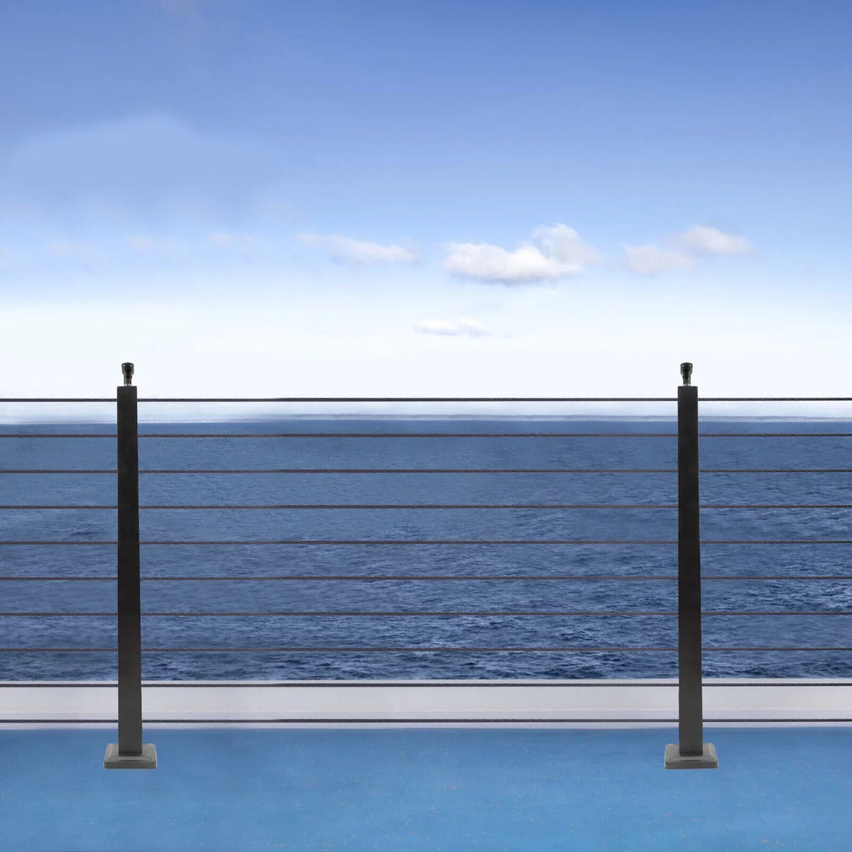 Cable Railing Post 36''x2''x2'' Stainless Steel Square Fence Post Level Two Sides Pre-Drilled for Wood Concrete Level Deck Cable Railing System