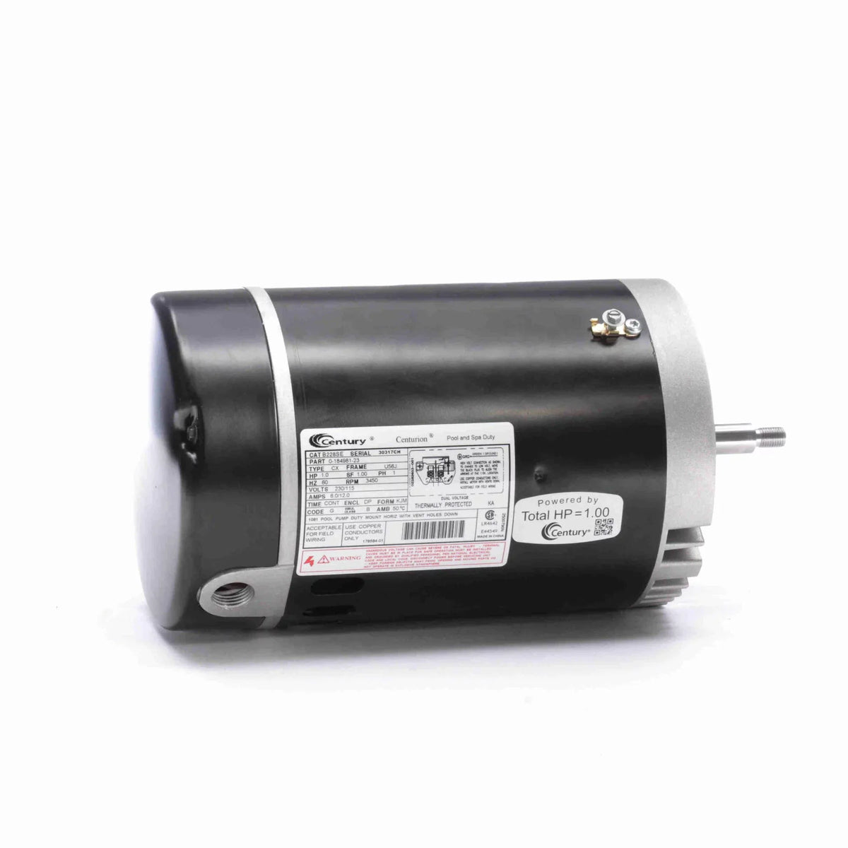 The Pool Supply Shop 1  C Face Threaded Shaft Horizontal Pool Pump Motor, 1