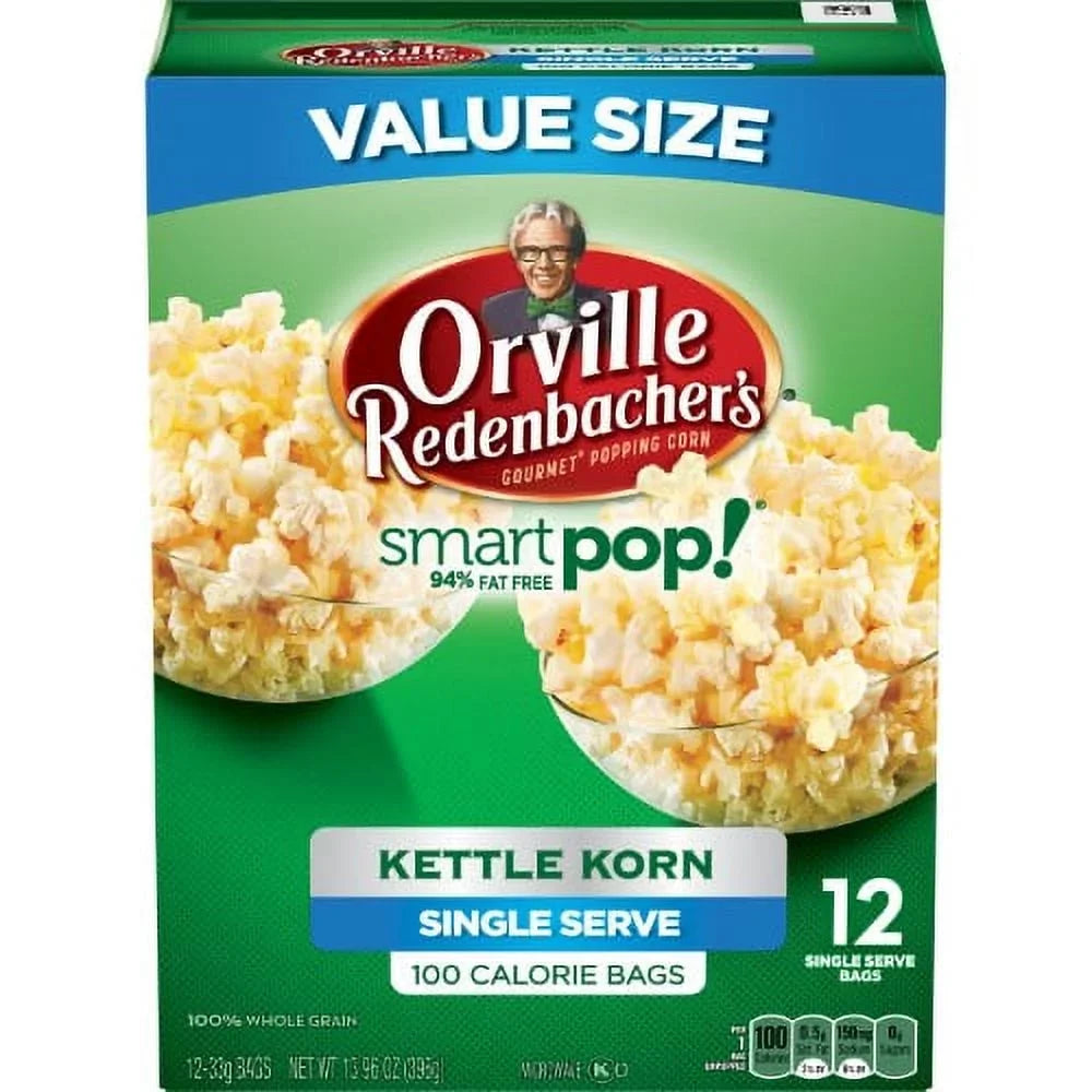 Orville Redenbacher's SmartPop! Kettle Corn Microwave Popcorn, Mini Bags, 1.16 Oz, 12 Ct (Pack of 8)