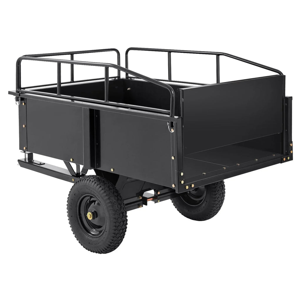 Heavy Duty  Trailer, 750lb Steel Dump Cart with 15 Cubic Feet Capacity, Garden Utility Trailer for Riding Lawn Mower Tractor