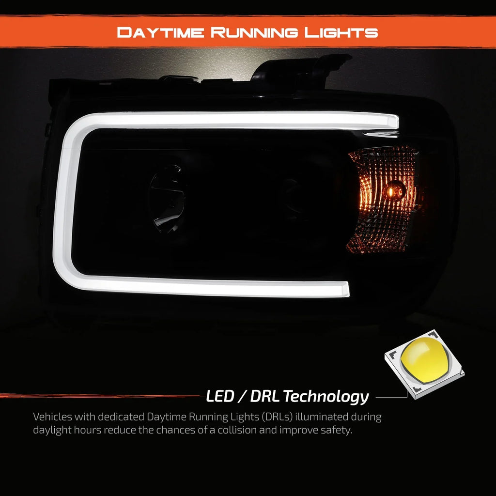 '- For 2015-2022  Canyon  Light Bar  Projector Headlights Pair Housing - Black