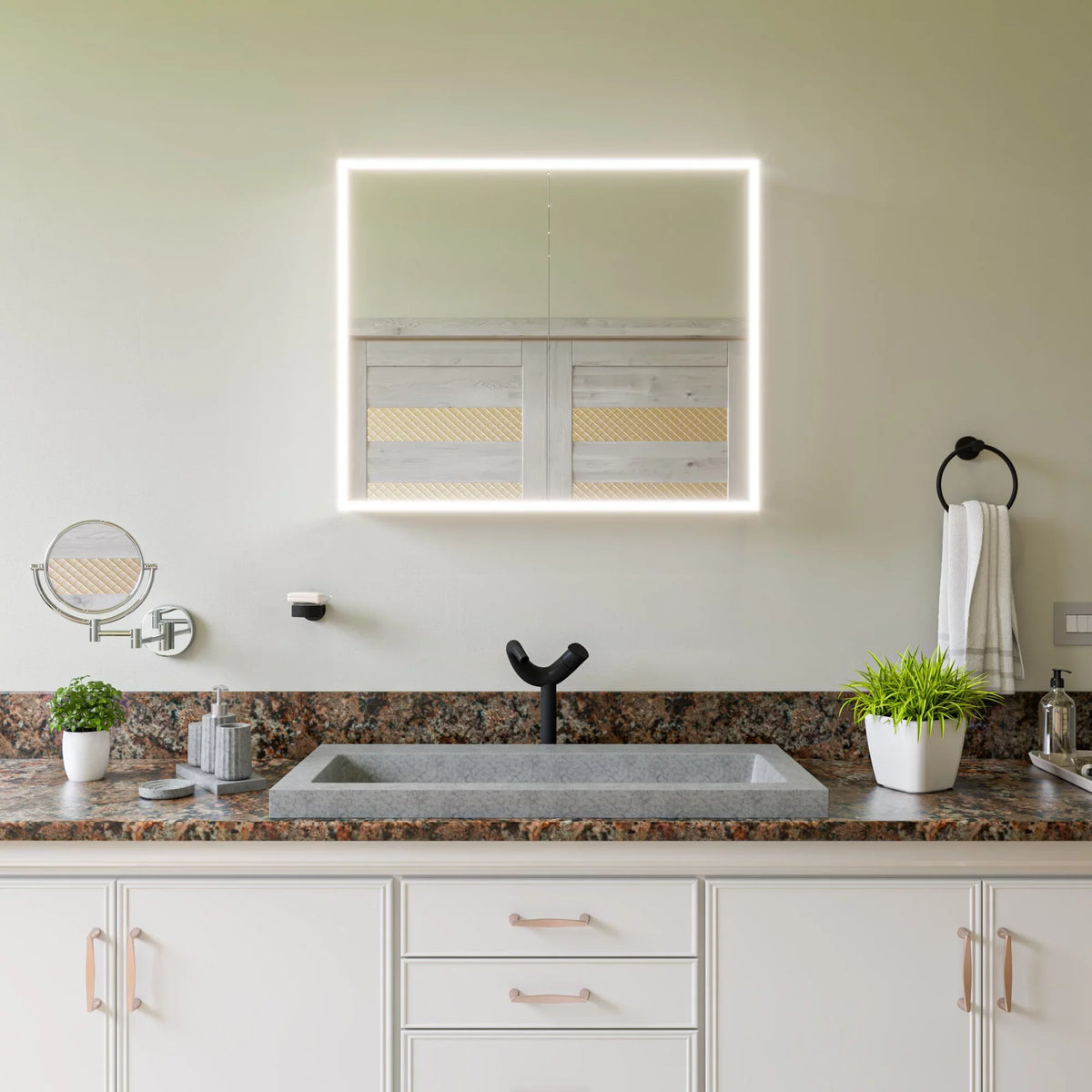 brand ABCO40TR 40" Solid Concrete Gray Matte Trough Sink for the Bathroom