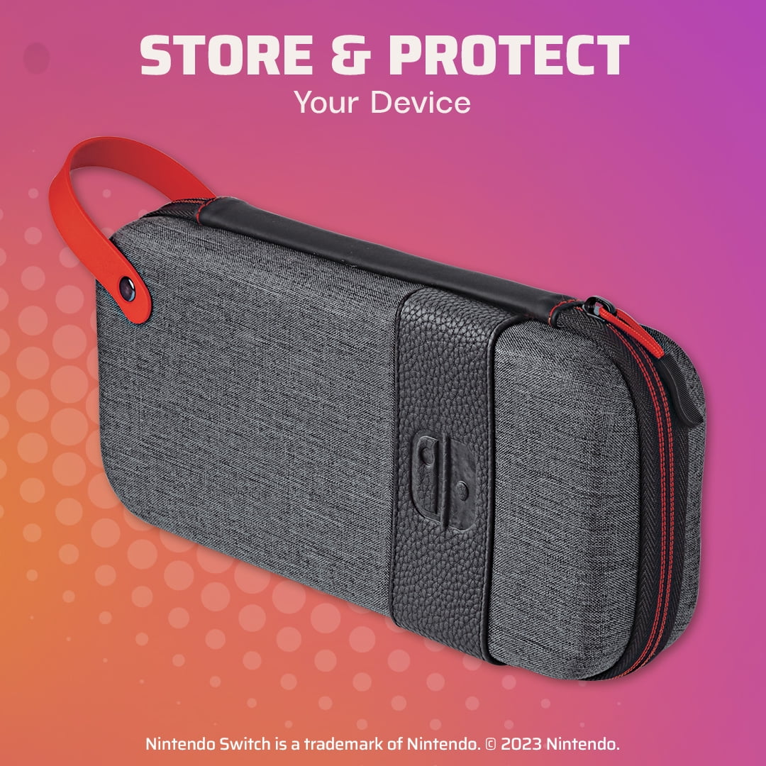 Gaming Pull-N-Go Travel Case Elite Edition: 2-in-1 with Built-in Console Stand, Removable Straps & Interchangeable Dividers: Grey - Nintendo Switch