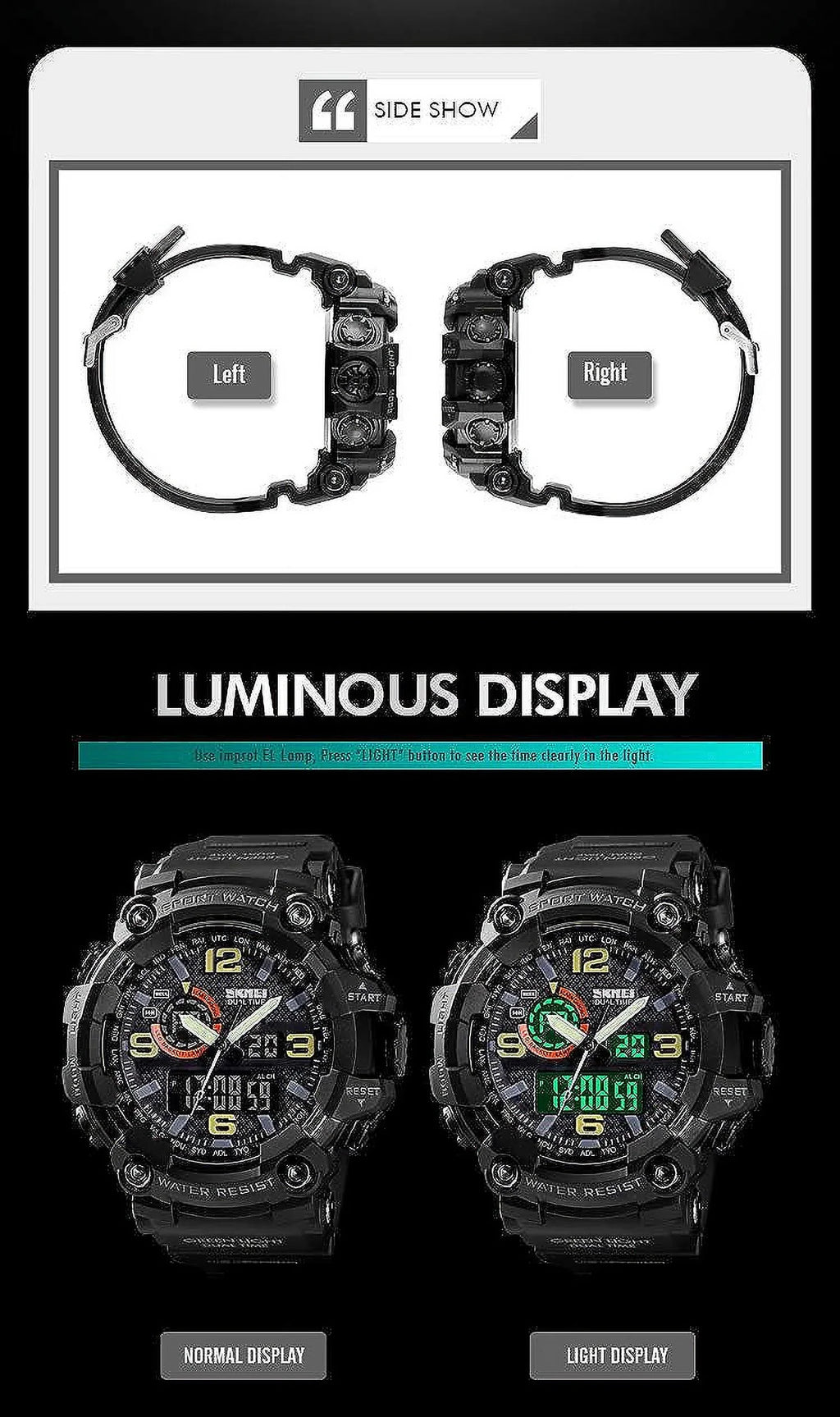 Gosasa Men's Watches Multi Function Military S-Shock Sports Watch  Digital Waterproof Alarm Watches