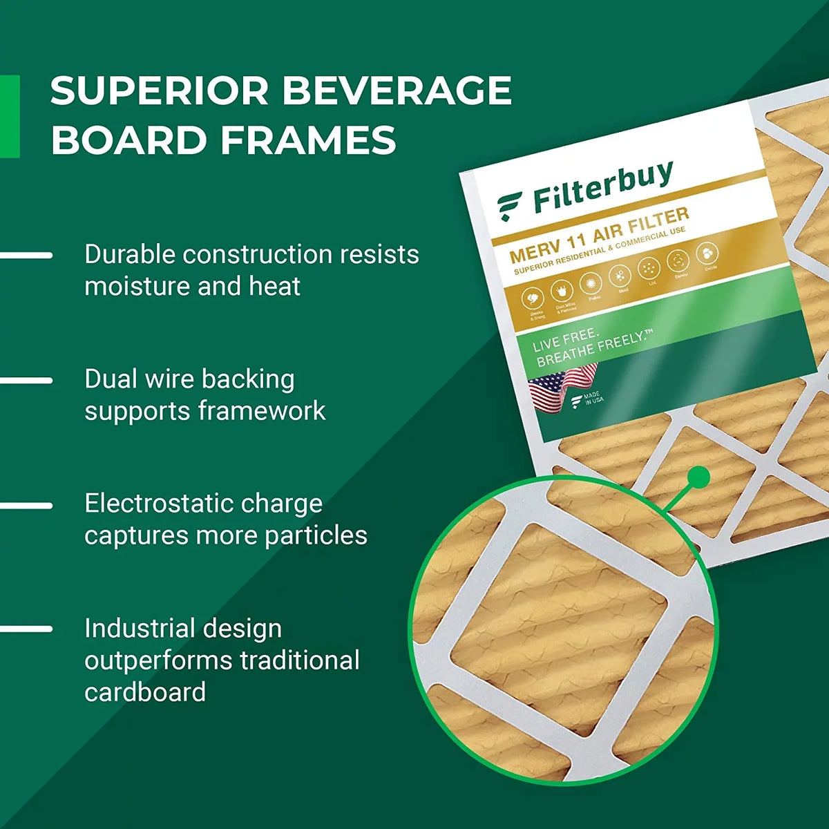 Filterbuy 10x16x4  11 Pleated   Furnace Air Filters (3-Pack)