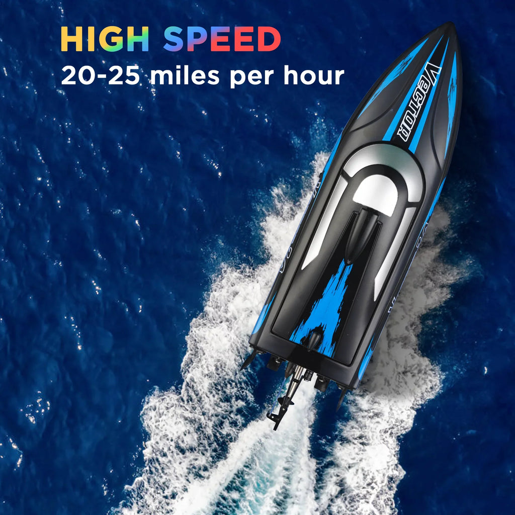 Remote Control Boat for Pools & Lakes, Campmoy Udi001 Venom Fast  Boat for Kids & Adults, Self Righting Remote Controlled Boat W/Extra Battery (Dark Blue)