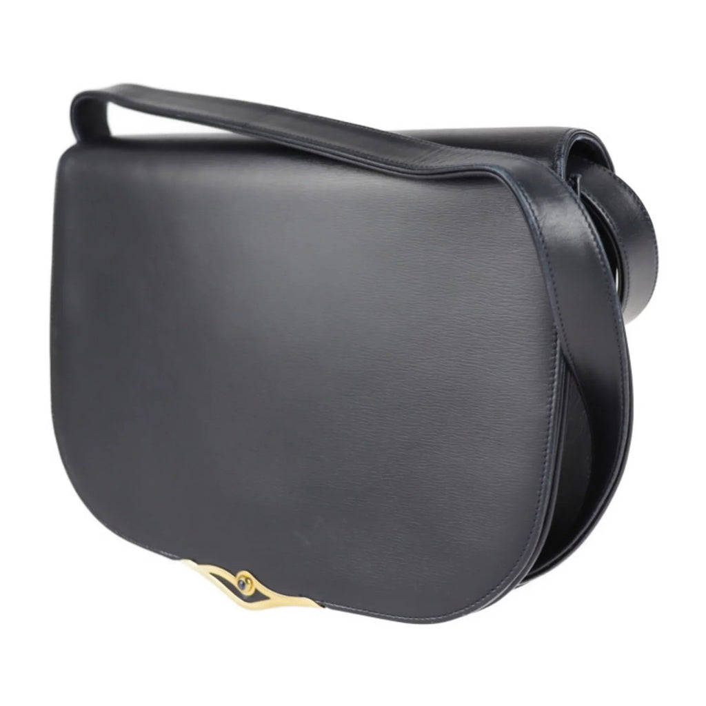 Pre-Owned  Cartier sapphire line shoulder bag calf leather dark navy 2WAY clutch (Good)