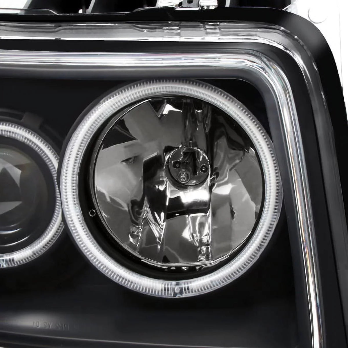'- For 2007-2012 Nitro Dual  Halo Black Projector  Signal Headlights + Dark Red Tail Lights Combo