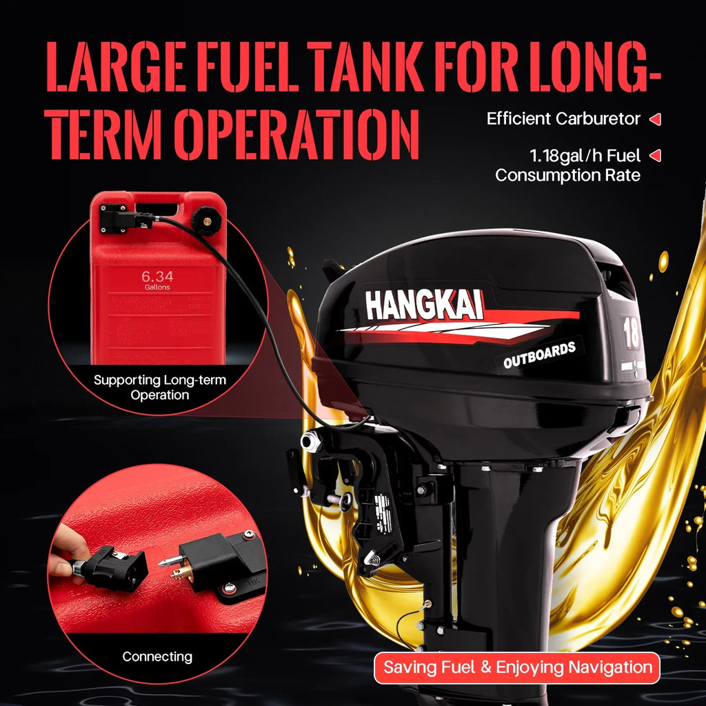 Fichiouy 2 Stroke 18  Outboard Motor Fishing Boat Engine Heavy Duty Water Cooling  System 246CC