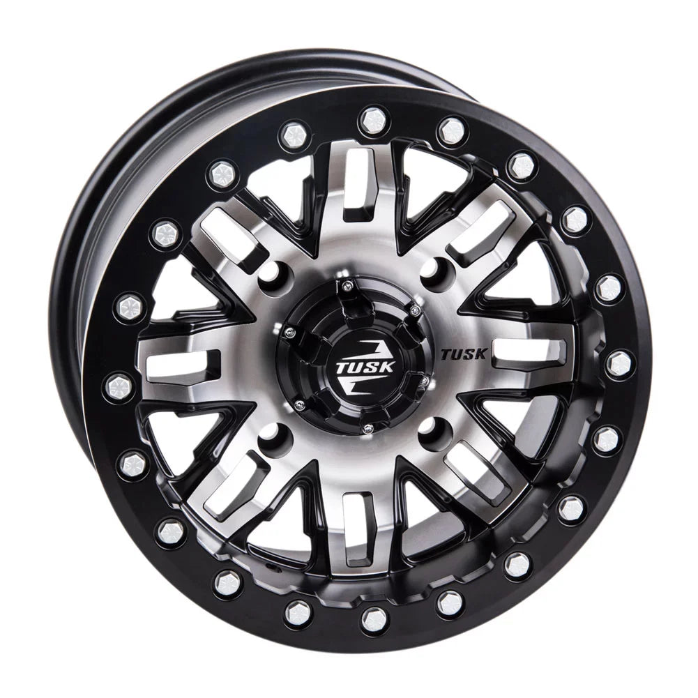 4/156 Tusk Teton Beadlock Wheel 14x7 4.0 + 3.0 Machined/Black For  Wolverine  2 1000 Sport 2022