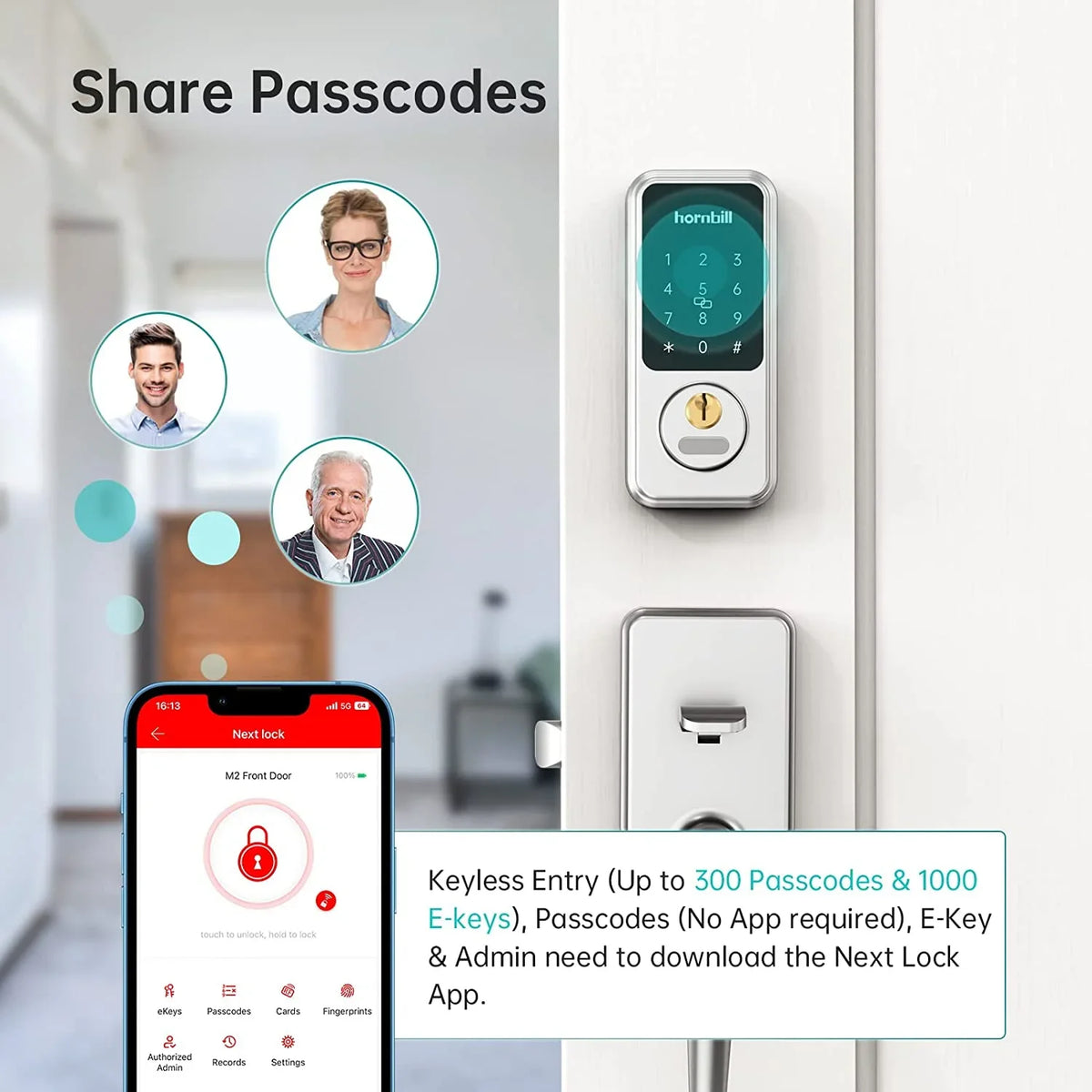 Smart Front Door Locks Deadbolt:  Keyless Entry Keypad Door Lock, Digital Electronic Bluetooth Code Locks for House Airbnb