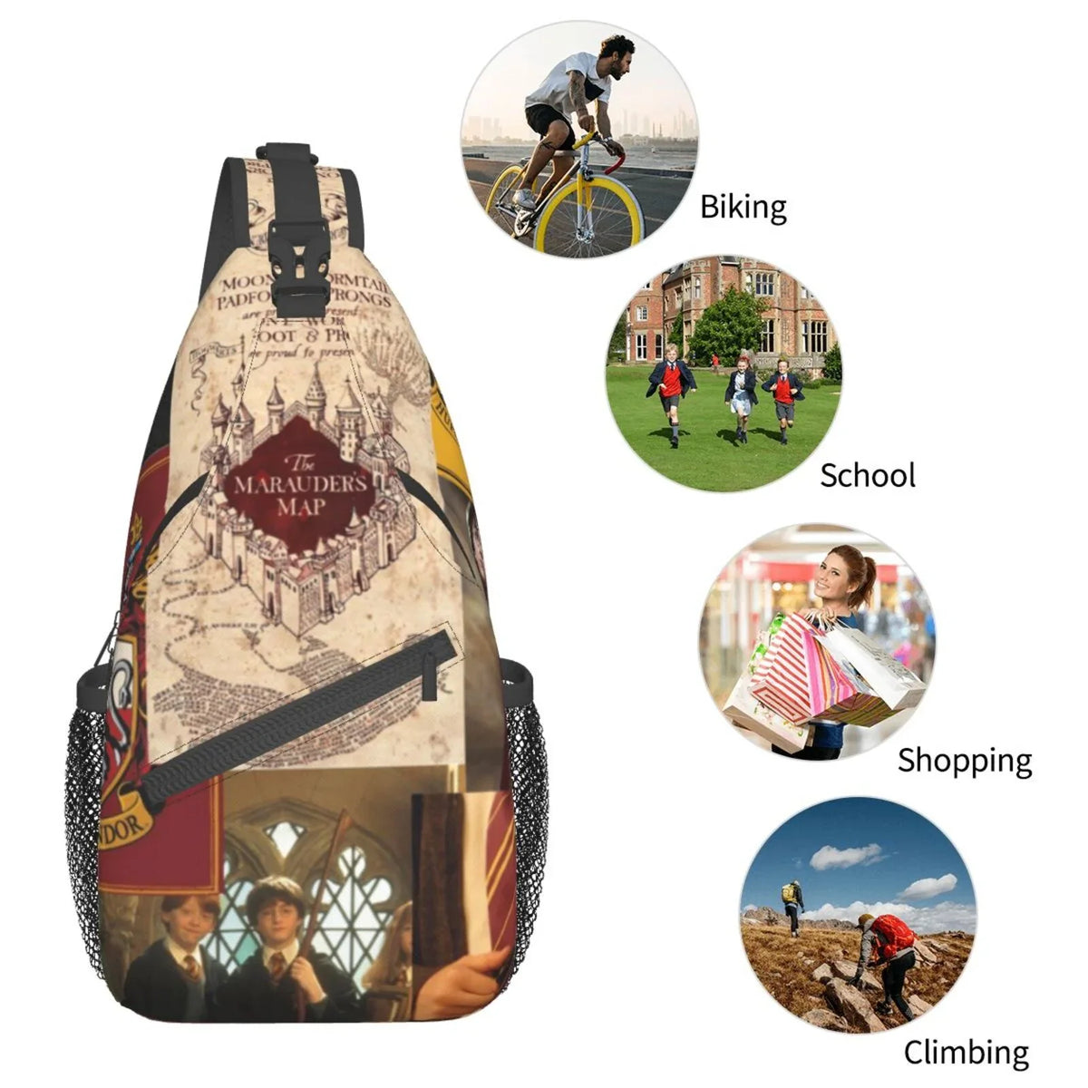 Logo Harry Potter Sling Bag Crossbody Backpack Chest Bags Diagonally Travel Daypack For Women Men Adults Teen
