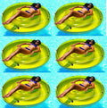 Swimline 9050 72" Swimming Pool Sun Tan Lounger Island Float Inflatables, 6-Pack