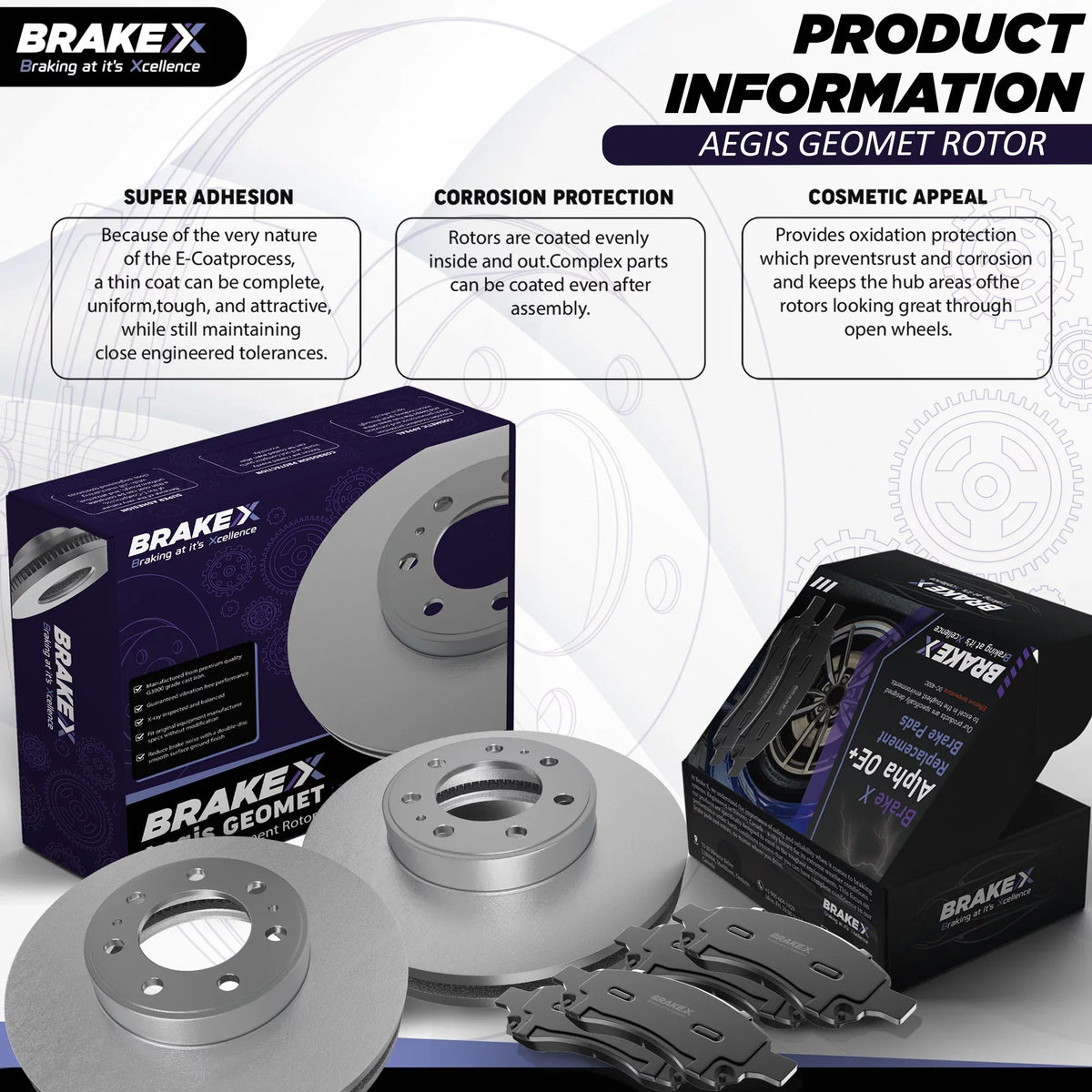 [Front] Brake X  Coated Replacement Disc Rotors and Premium Ceramic Brake Pads Kit | 6 Piece Set | For 1992-1994 Toyota Camry 2.2