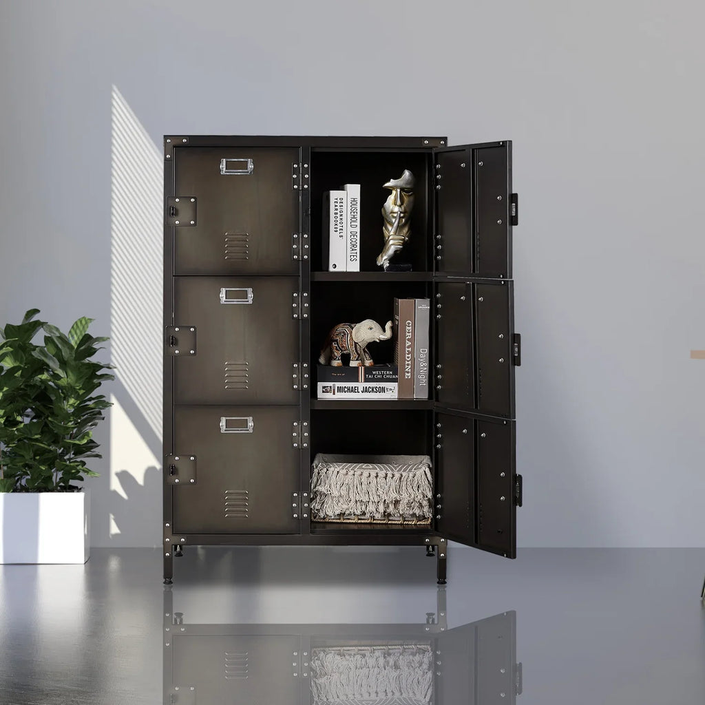Metal Locker 47.3" Steel Storage Cabinet with 2 Shelf ,Office School Gym Bedroom Metal Storage Locker Cabinets for Employees Students Steel Locker