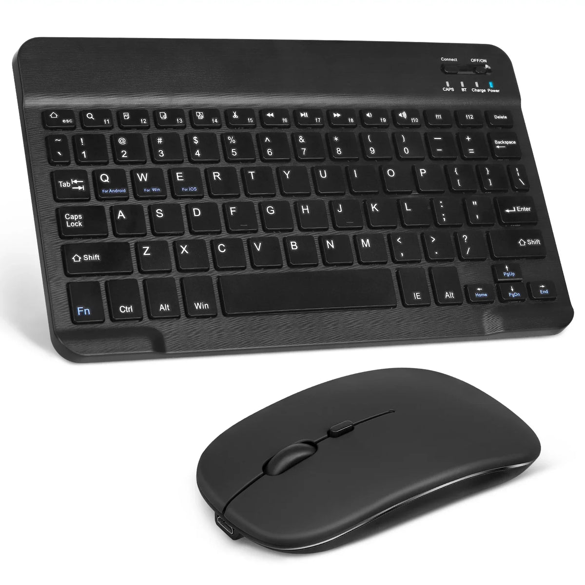 Rechargeable Bluetooth Keyboard and Mouse Combo Ultra Slim Full-Size Keyboard and Ergonomic Mouse for  Axon 30 Pro 5G and All Bluetooth Enabled Mac/Tablet/iPad//Laptop - Onyx Black
