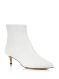 Womens White Comfort Siya Pointed Toe Kitten Heel Zip-Up Leather Booties 7.5 M