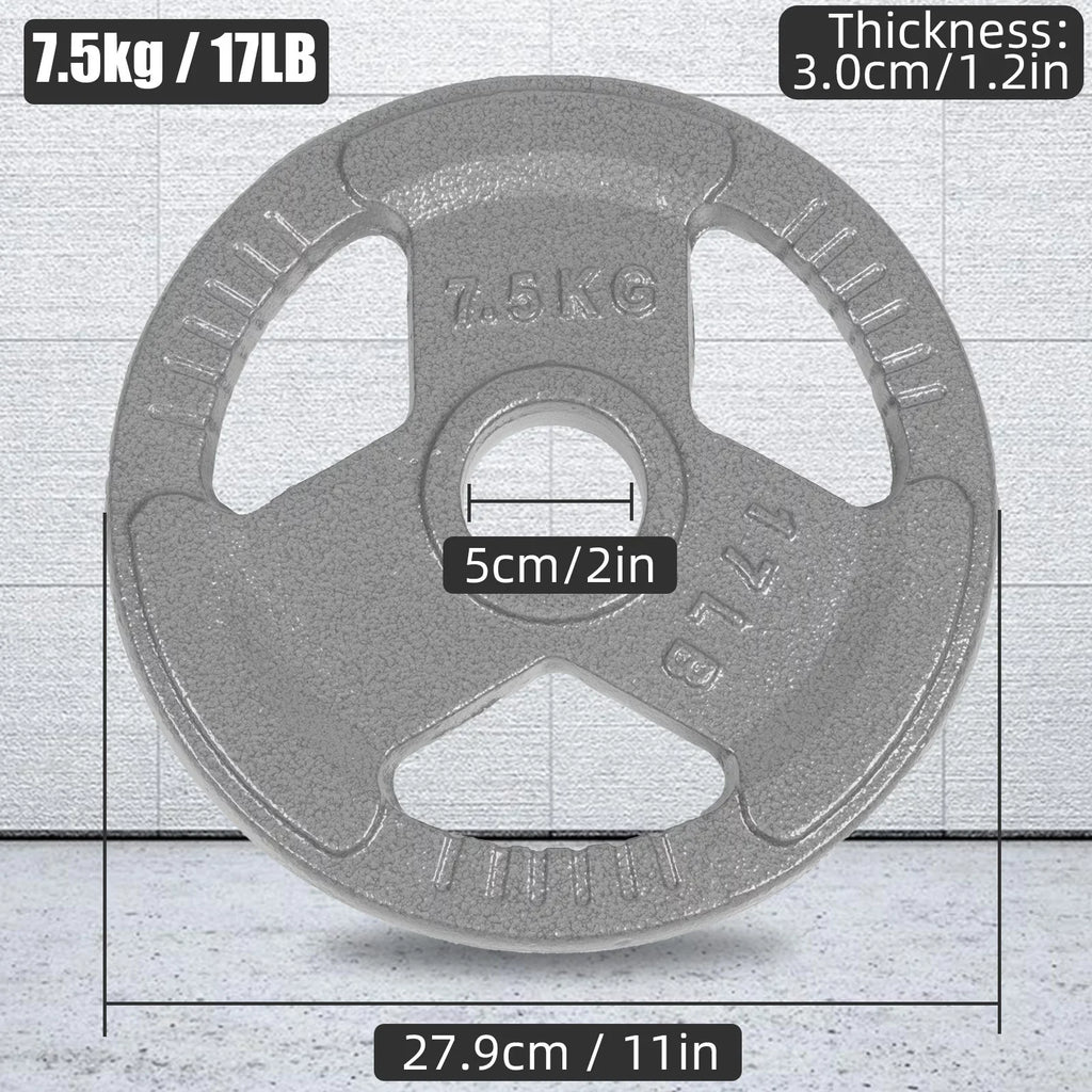 17LB Olympic Weight Plates, 2 Pack Cast Iron Plate for Strength Training and Weightlifting, Olympic or Standard