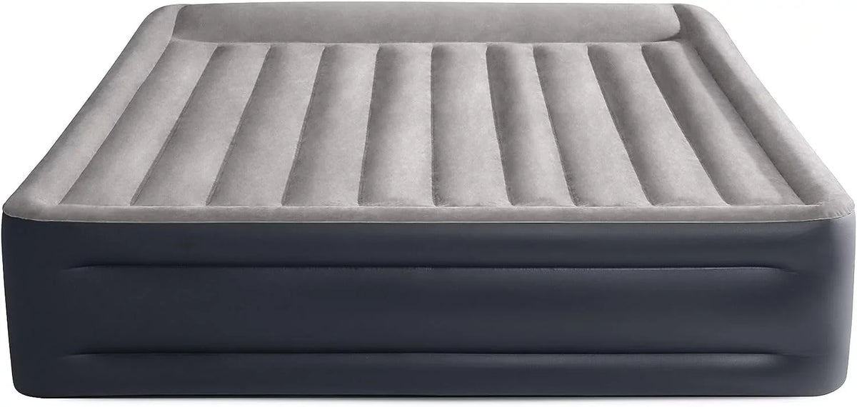 Deluxe Raised Pillow Inflatable Blow Up Portable Firm Air Mattress with Built-in Internal Air Pump, King-Sized Bed