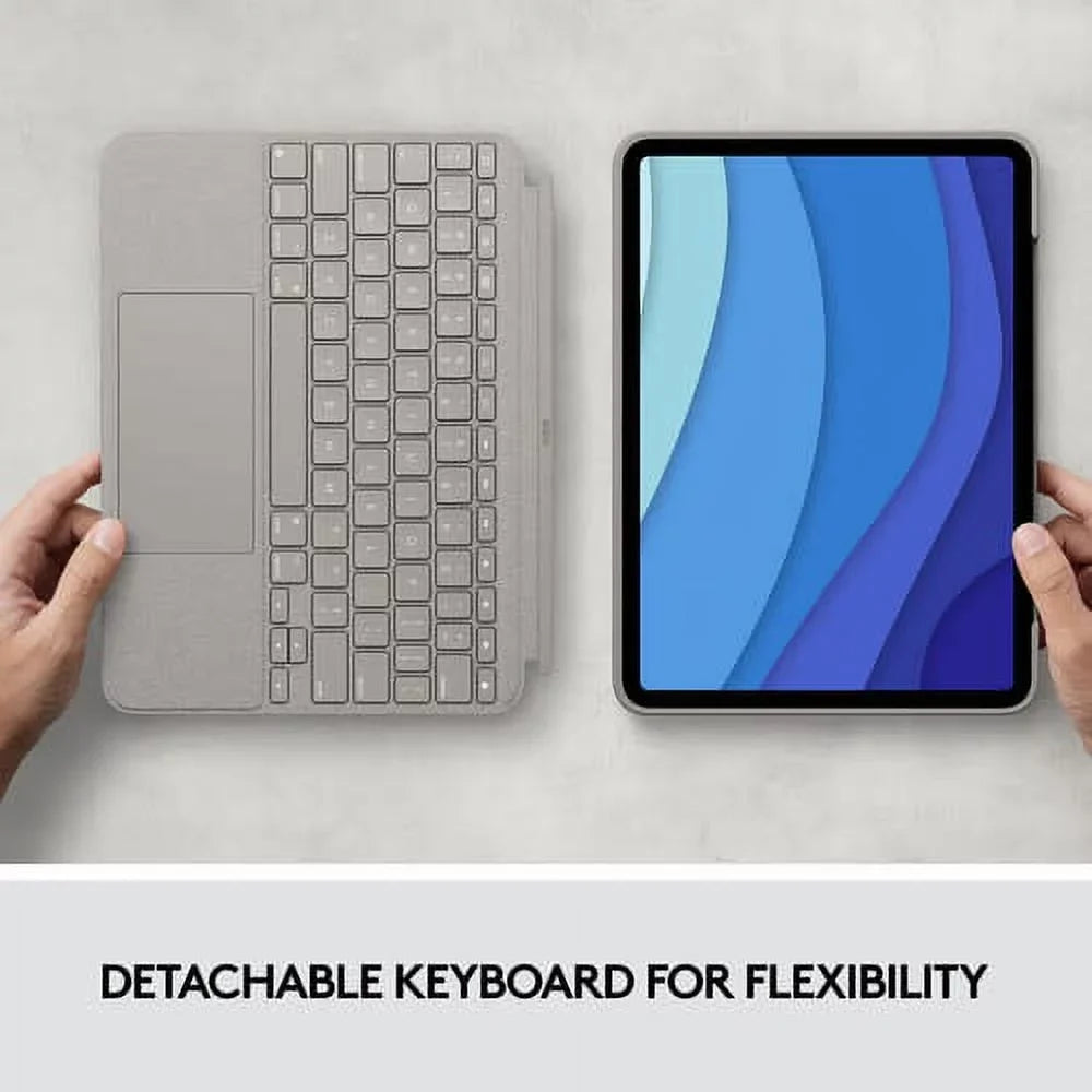 Restored Logitech Combo Touch iPad Pro 11-inch (1st, 2nd, 3rd, 4th gen - 2018, 2020, 2021, 2022) Keyboard Case, Sand (Refurbished)