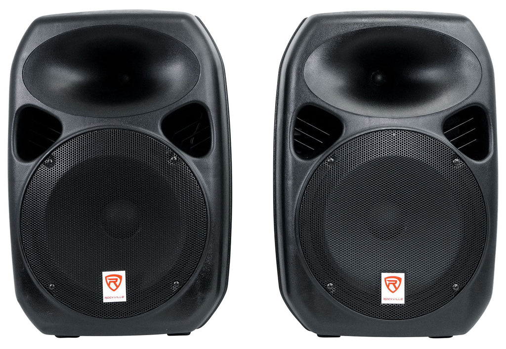 Rockville RPG122K 12" Portable  System 2 Powered Speakers Bluetooth+Mic+Stands