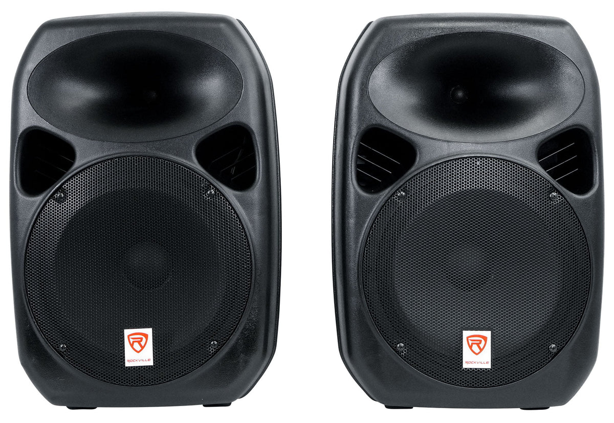 Rockville RPG122K 12" Portable  System 2 Powered Speakers Bluetooth+Mic+Stands